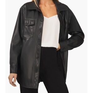 Halogen Faux Leather shirt jacket size S